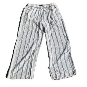 M&S Marks & Spencer Striped Linen Blend Wide Leg Pants - US 10 Long